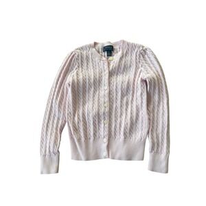 Polo Ralph Lauren Girls Light Pink Cable Knit Button Front Cardigan‎ Sweater 6X